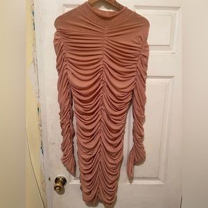 HOUSE OF CB LARGE CORAL ROUGED MINI/MIDI Dress
